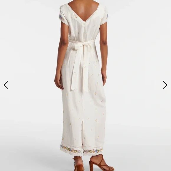 Anthropologie Cream Floral Embroidered Dress - Picture 7 of 16